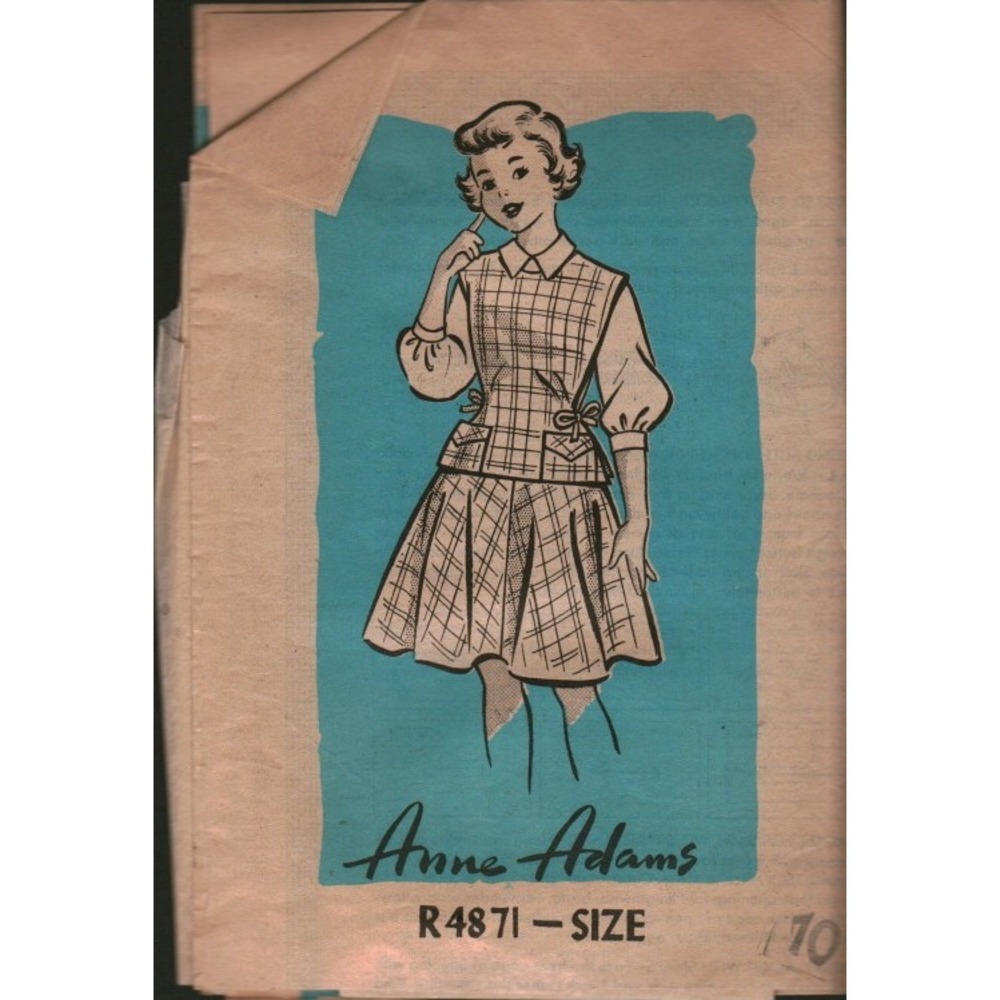 Vintage Anne Adams R4871 Girls Blouse Skirt Jerkin Sewing Pattern Size 10